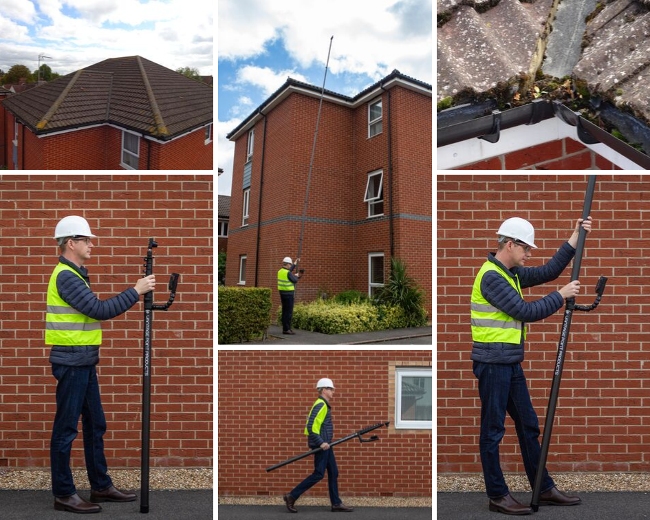 How to use high reach camera pole survey equipment to inspect a roof