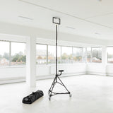 3m 10ft carbon fibre Wi-Fi APoS tripod kit shown fully extended with carry bag and AccelTex V2 PoE battery and padded carry bag