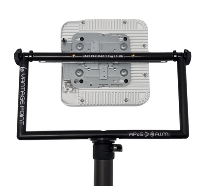 APoS AIM AP mounting bracket used to mount Wi-Fi Access Points such as Cisco 9166D1 9176D1 at multiple angles on an APoS tripod for Wi-Fi site surveys UK made by Vantage Point Products