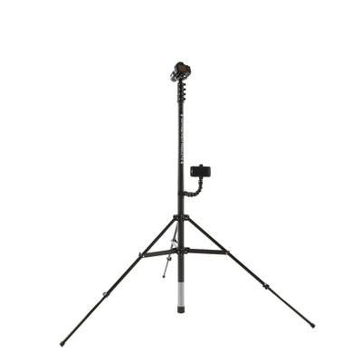 Vantage Point Products' 6m 20ft two storey mast retracted in an aluminium tripod with smartphone mount
