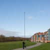 30ft 9m 10m carbon fibre photography camera mast with tripod being elevated outdoors