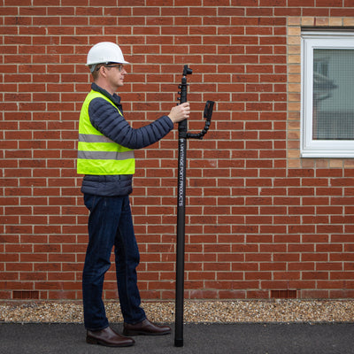 Compact and easy to transport industrial grade carbon fibre camera pole mast for roof surveys, solar and asset inspection