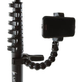 Close up of Vantage Point Products' adjustable phone mount on a camera mast pole