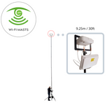9 meter 30ft telescopic Wi-Fi APoS survey tall mast tripod for high warehouse ceilings, distribution Wireless Site Surveys by Vantage Point Products in the UK